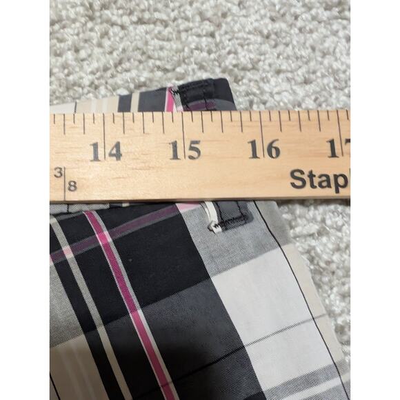 Anne Klein Sport Bermuda Shorts Womens 8 Black White Pink Plaid Stretch - Picture 7 of 8